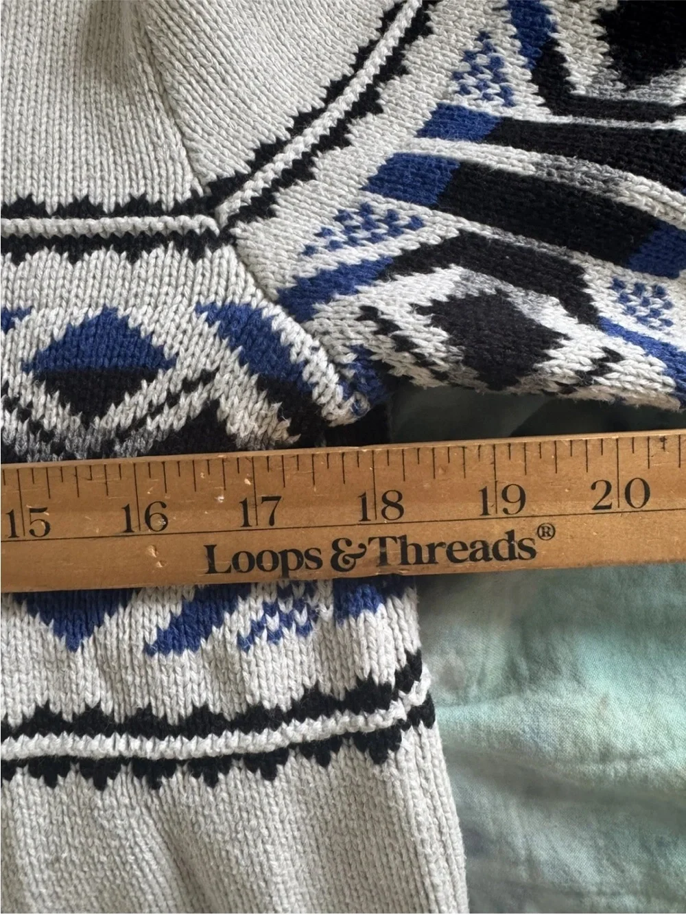CHAPS Nordic Sweater Men’s S Ivory Fair Isle Mock Neck Cotton